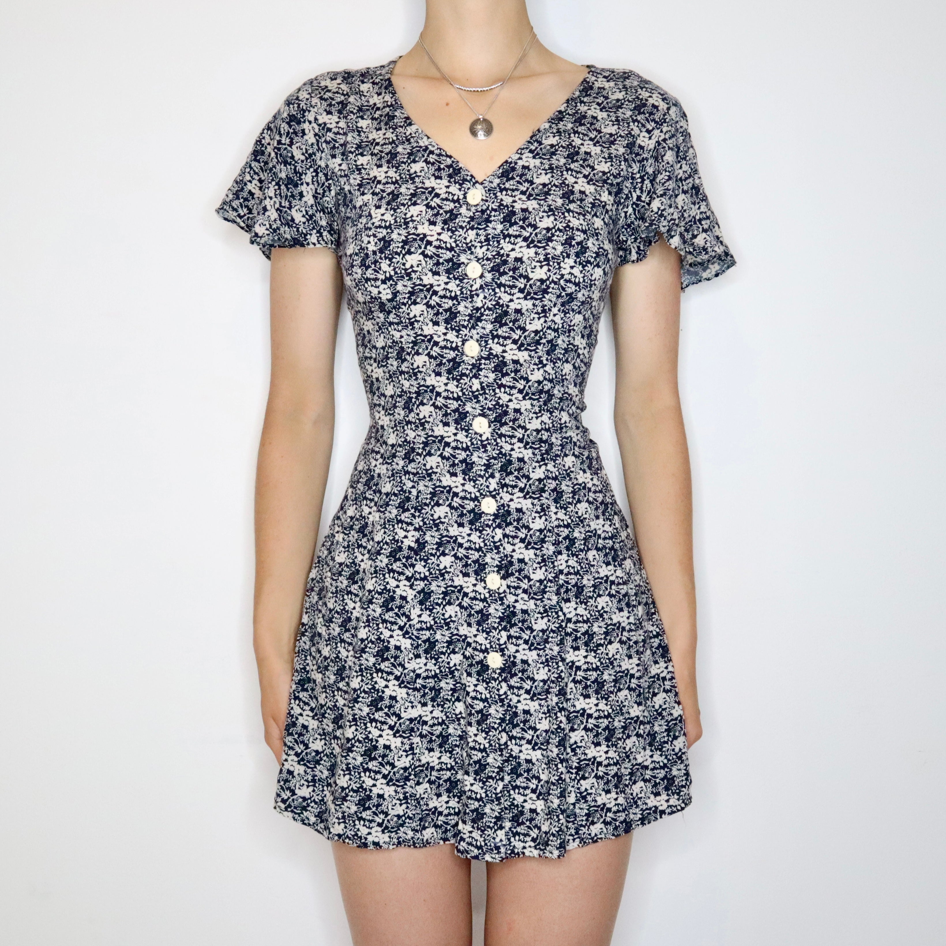 Floral Lace Up Mini Dress (Small) 