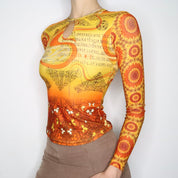 Funky Orange Print Tee (XS-S)