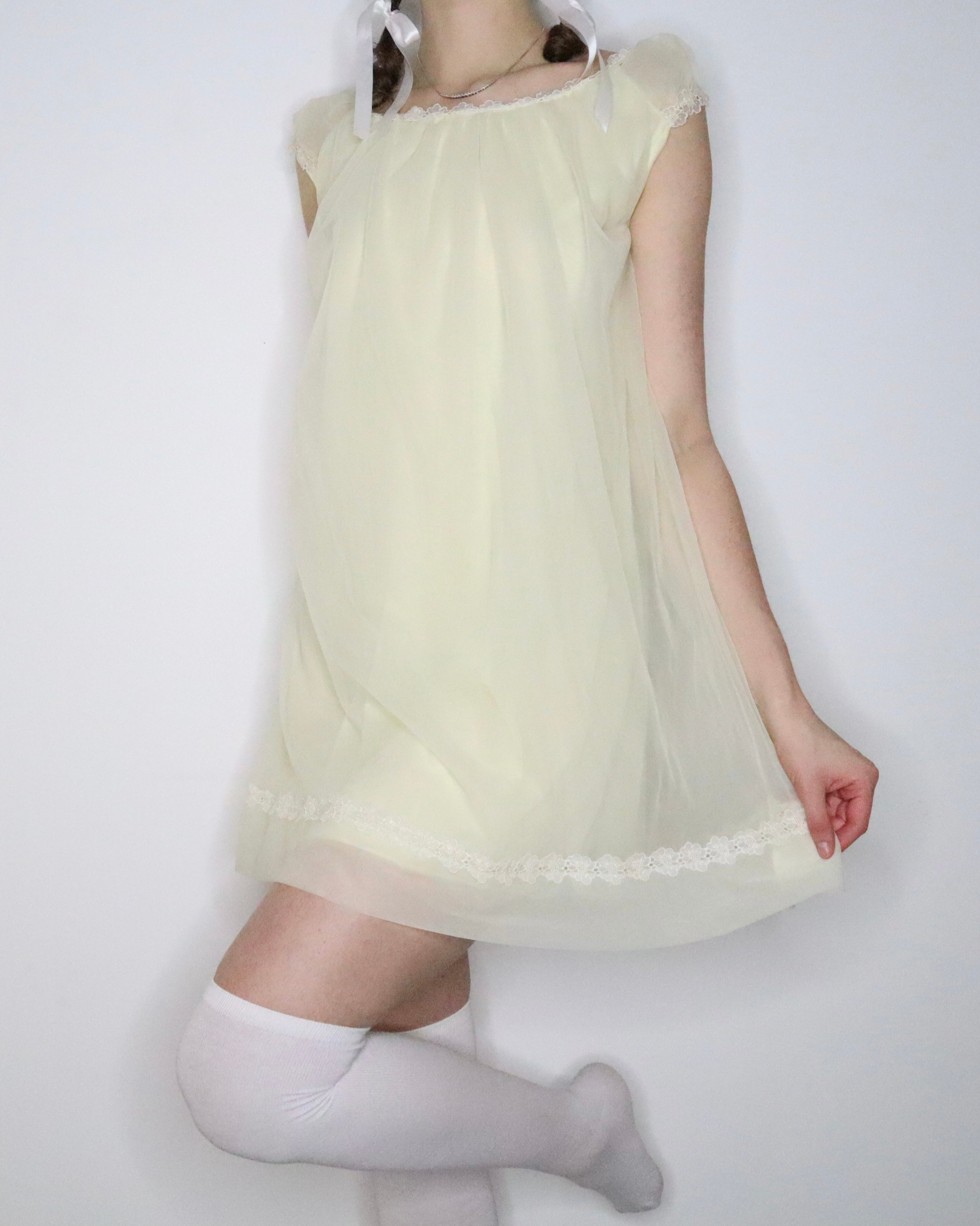 Pastel Yellow Babydoll Nightgown (Small) 