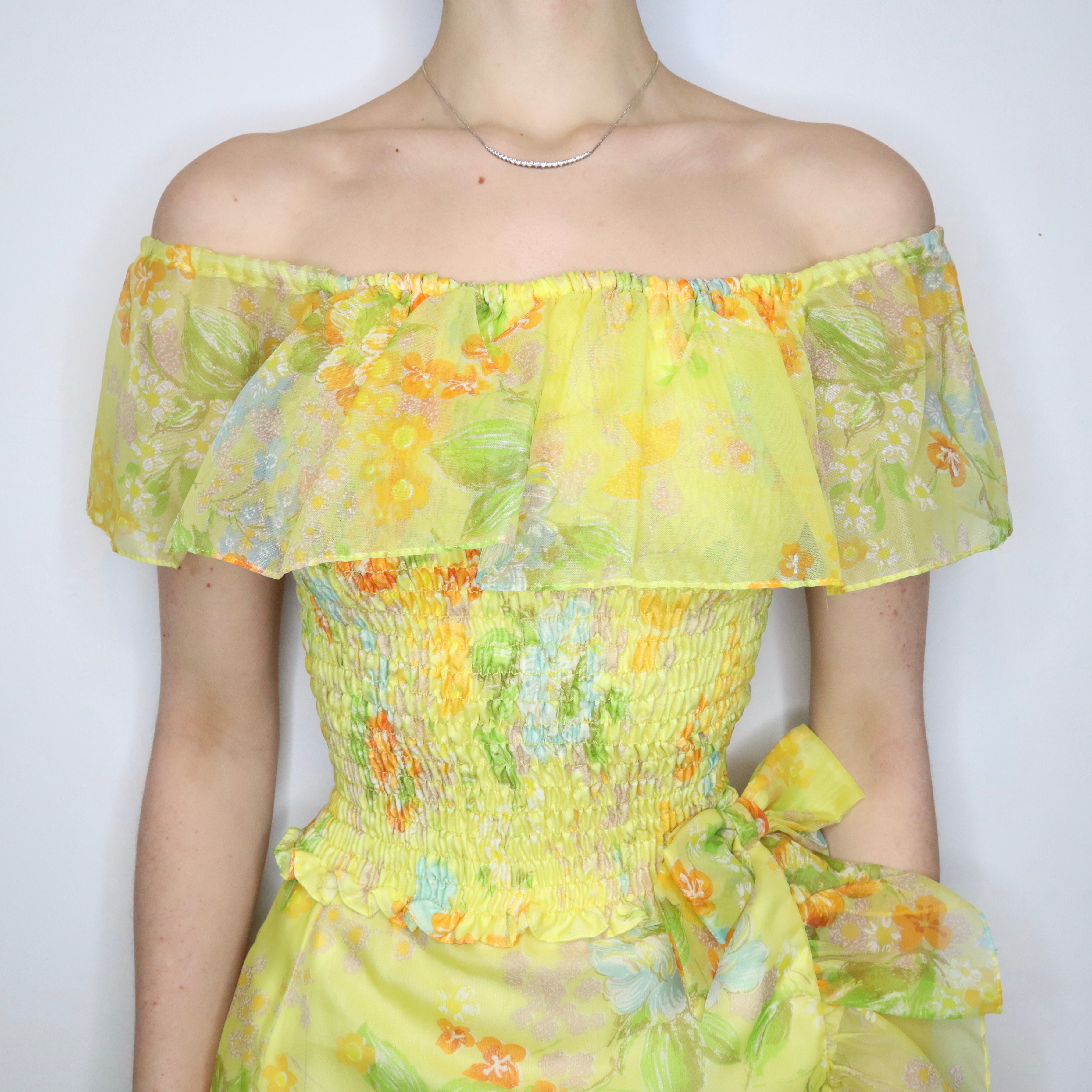 Yellow Floral Chiffon Set (XS-S)
