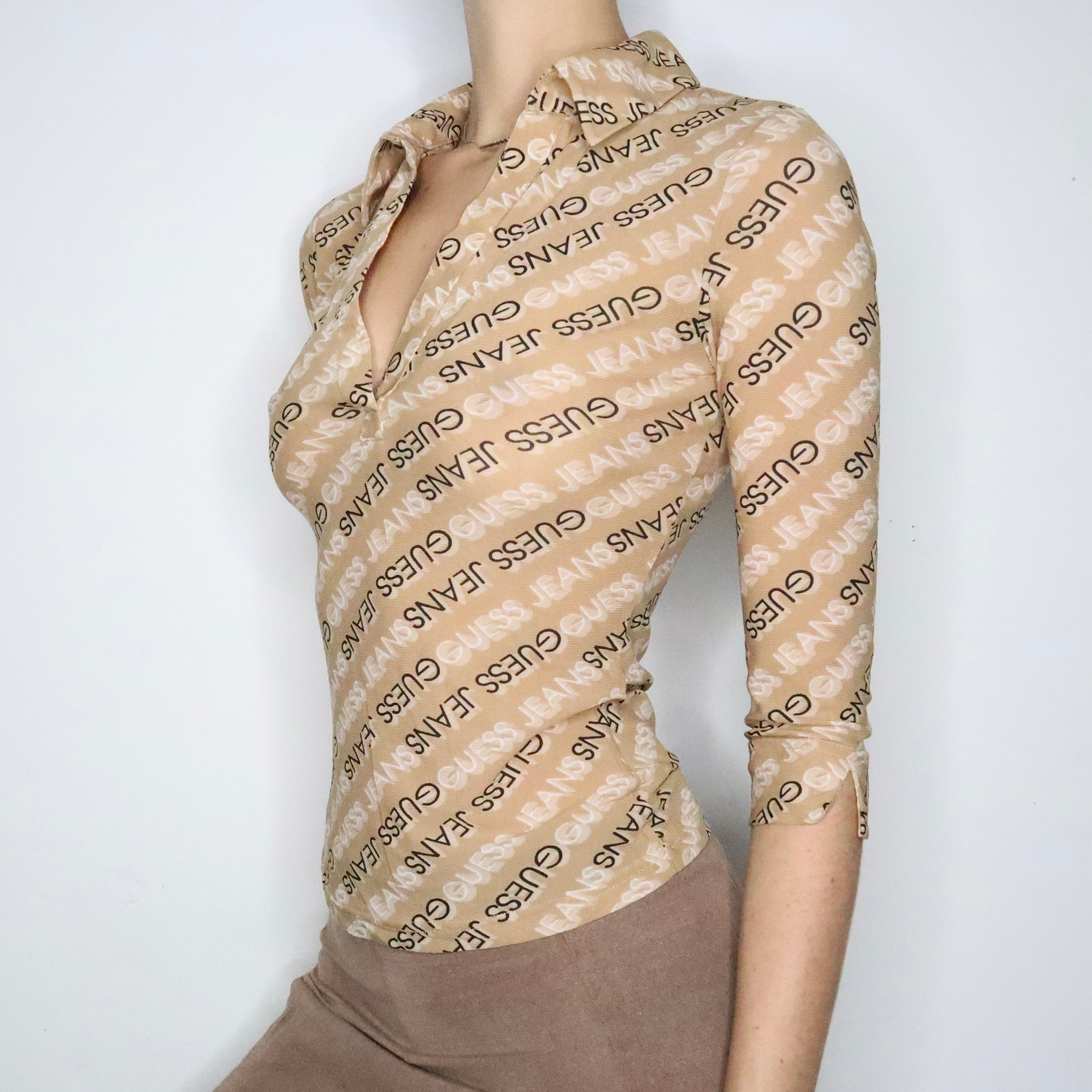 Tan Guess Mesh Blouse (M-L)