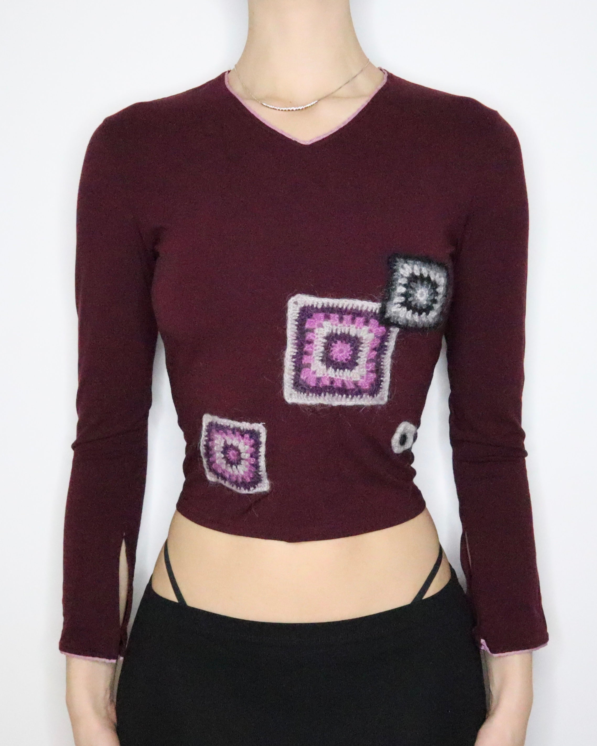 Maroon Bell Sleeve Top (Small) 