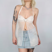 Sheer Crystal Heart Halter Top