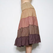 Brown Tiered Maxi Skirt (Small)