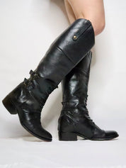 Tall Black Leather Riding Boots (8.5-9 US)