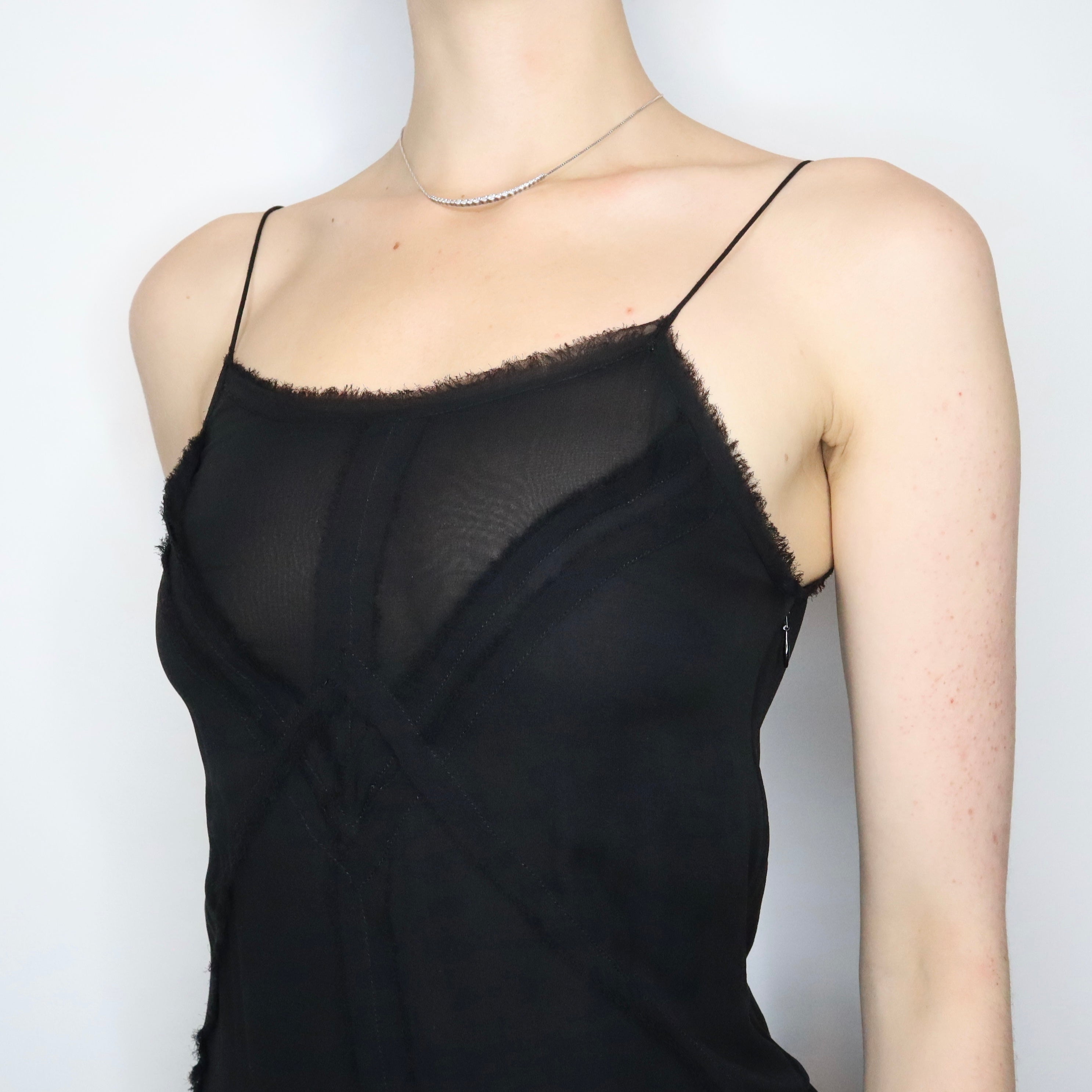 Black Silk Midi Dress (XS)
