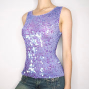 Iridescent Blue Sequin Tank Top (M-L)