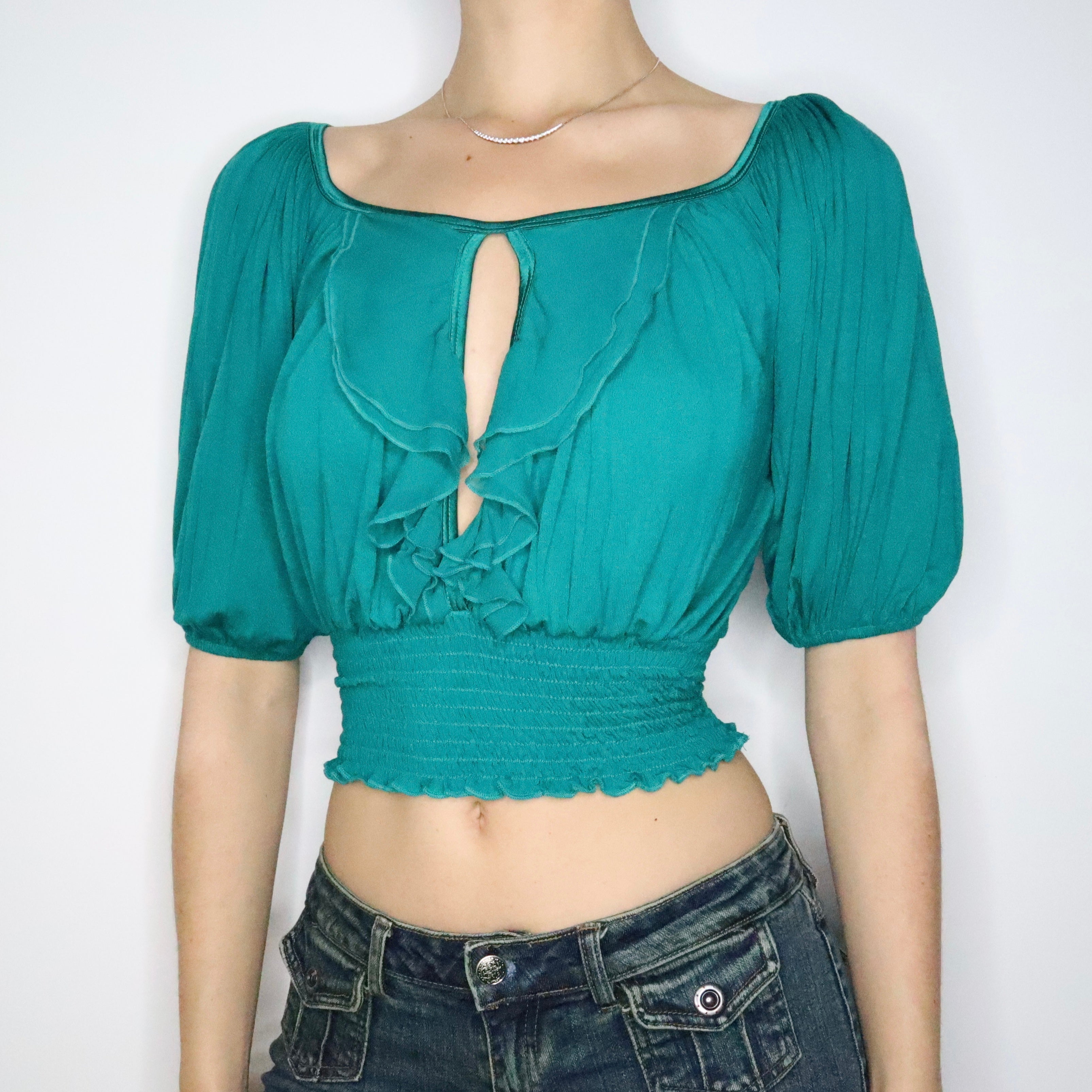 Bebe Puff Sleeve Blouse (XS-S)