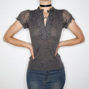 Gray Short Sleeve Blouse (M) 