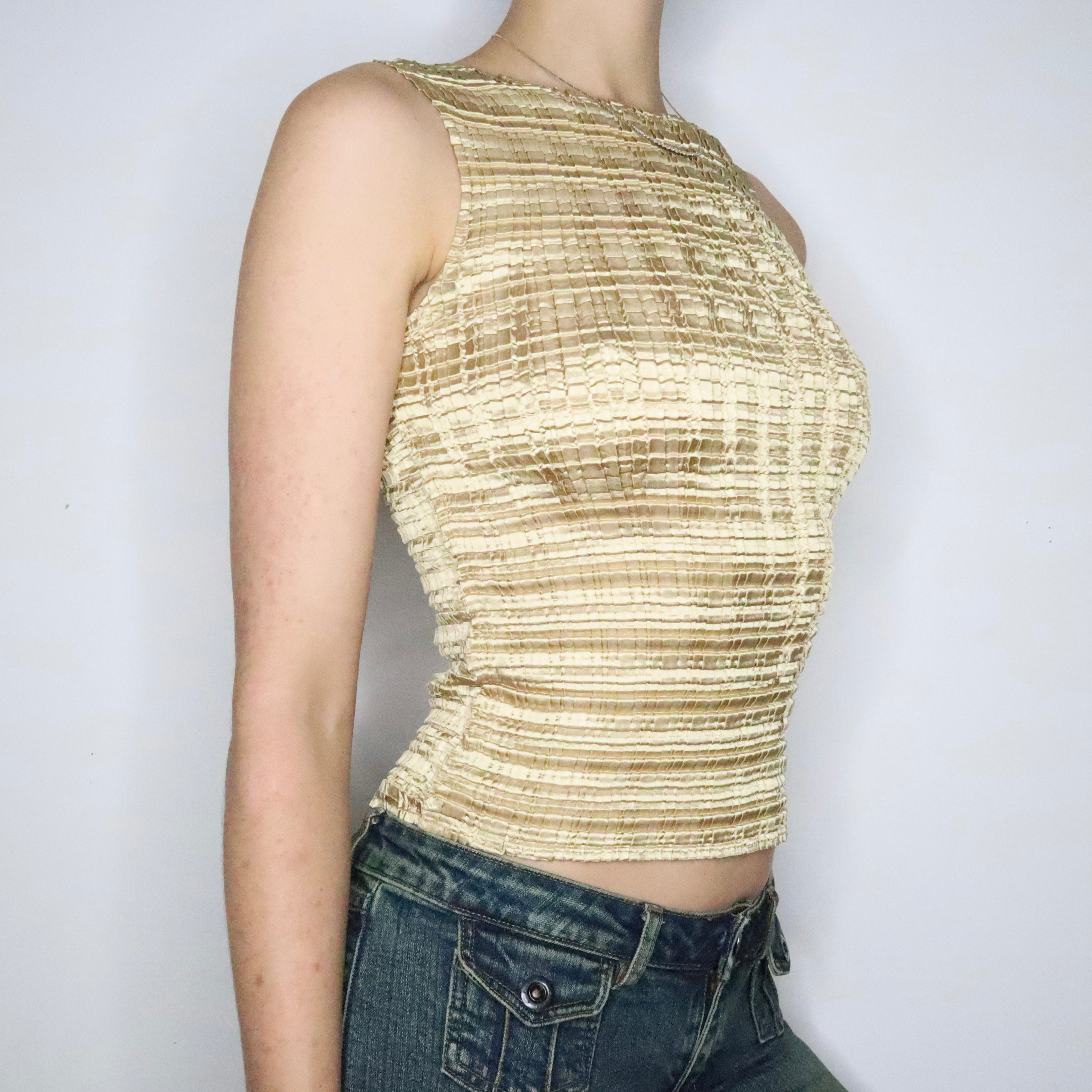 Gold Textured Sleeveless Top (S-M)