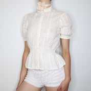 White Eyelet Lace Blouse (Small) 