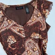 Brown paisley babydoll top L