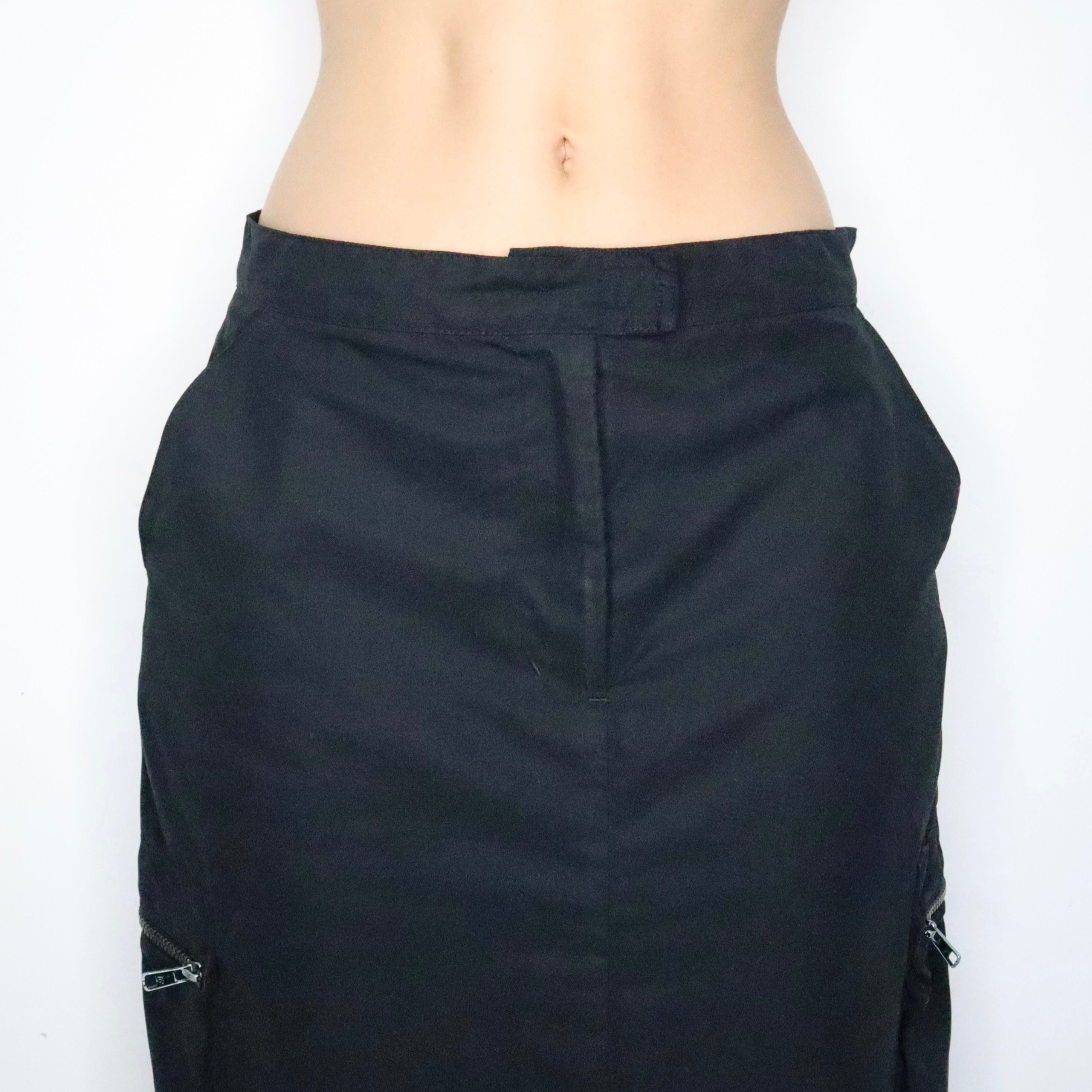 Black Cargo Maxi Skirt (Medium)