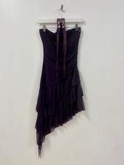 Mesh Cascade Halter Dress