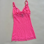 Neon pink sheer lace slip