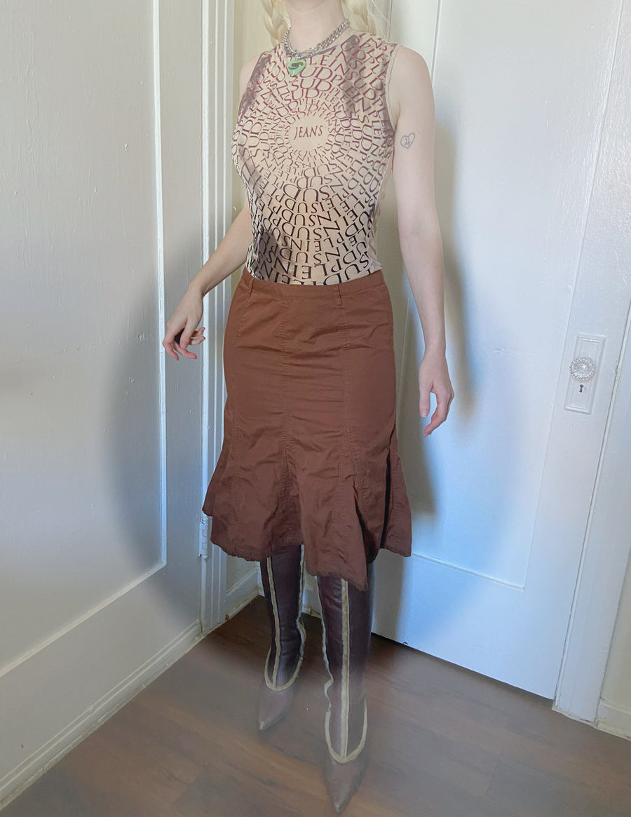 Chocolate Midi Ruched Skirt