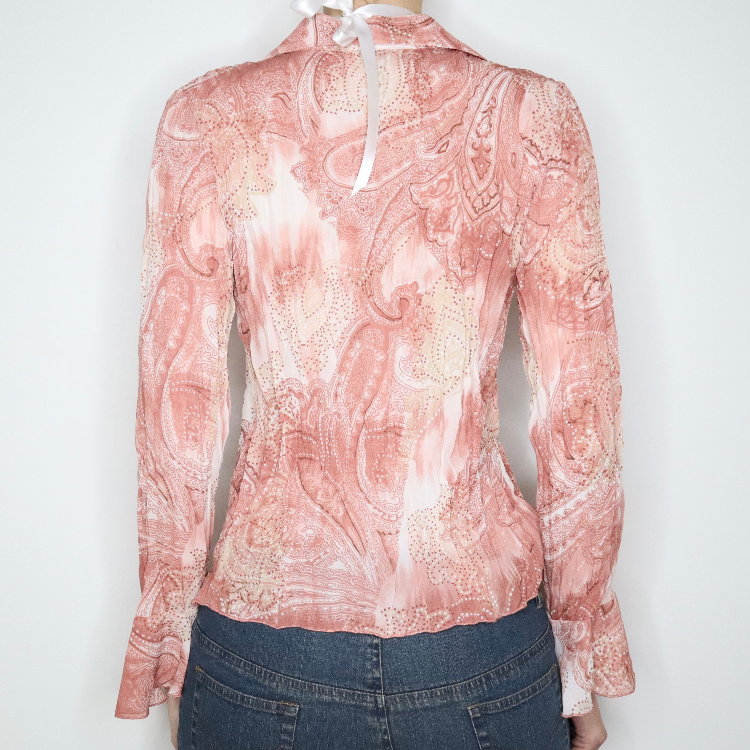 Pink Paisley Ruffle Blouse (S-M) 