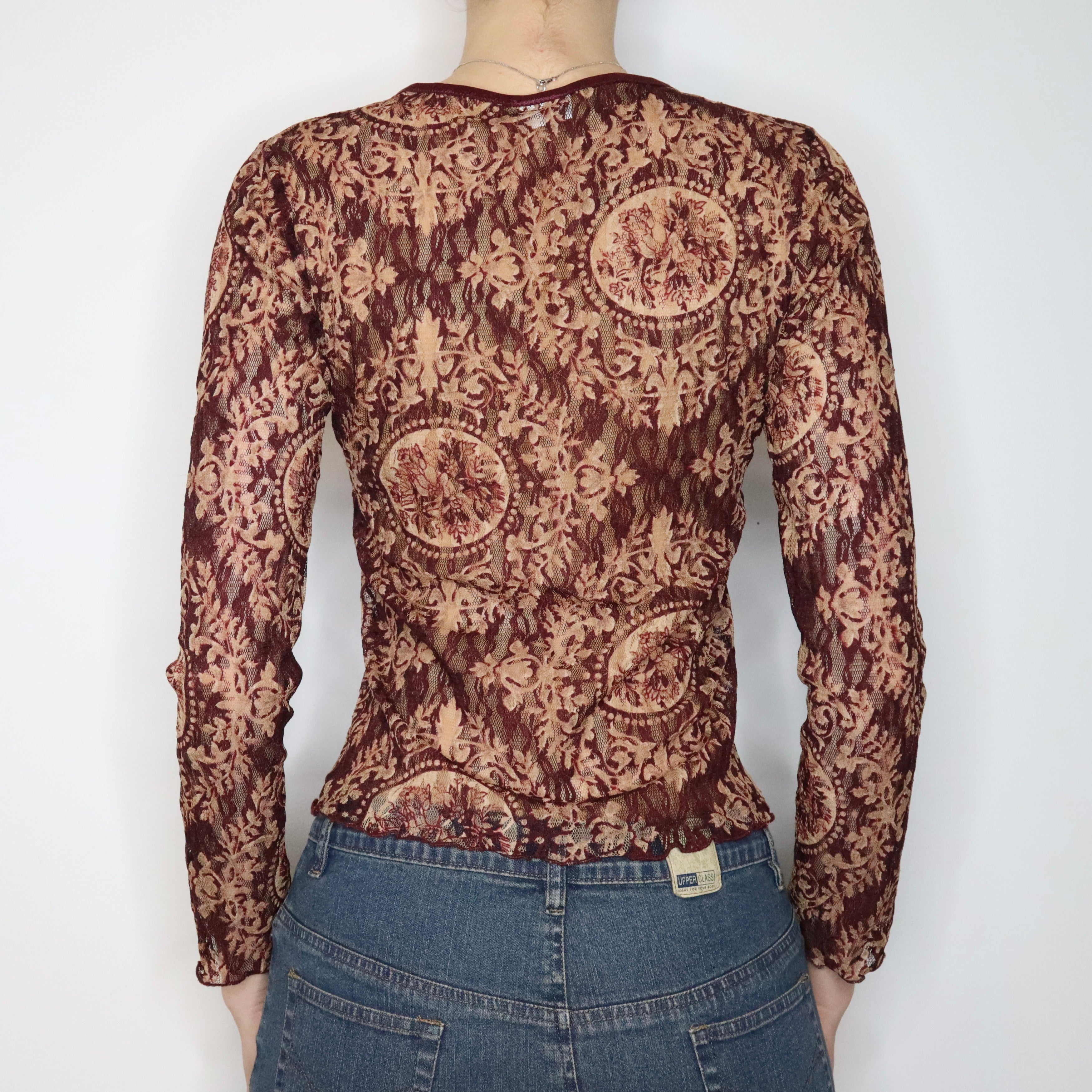 Mesh Lace Long Sleeve Top (Medium) 