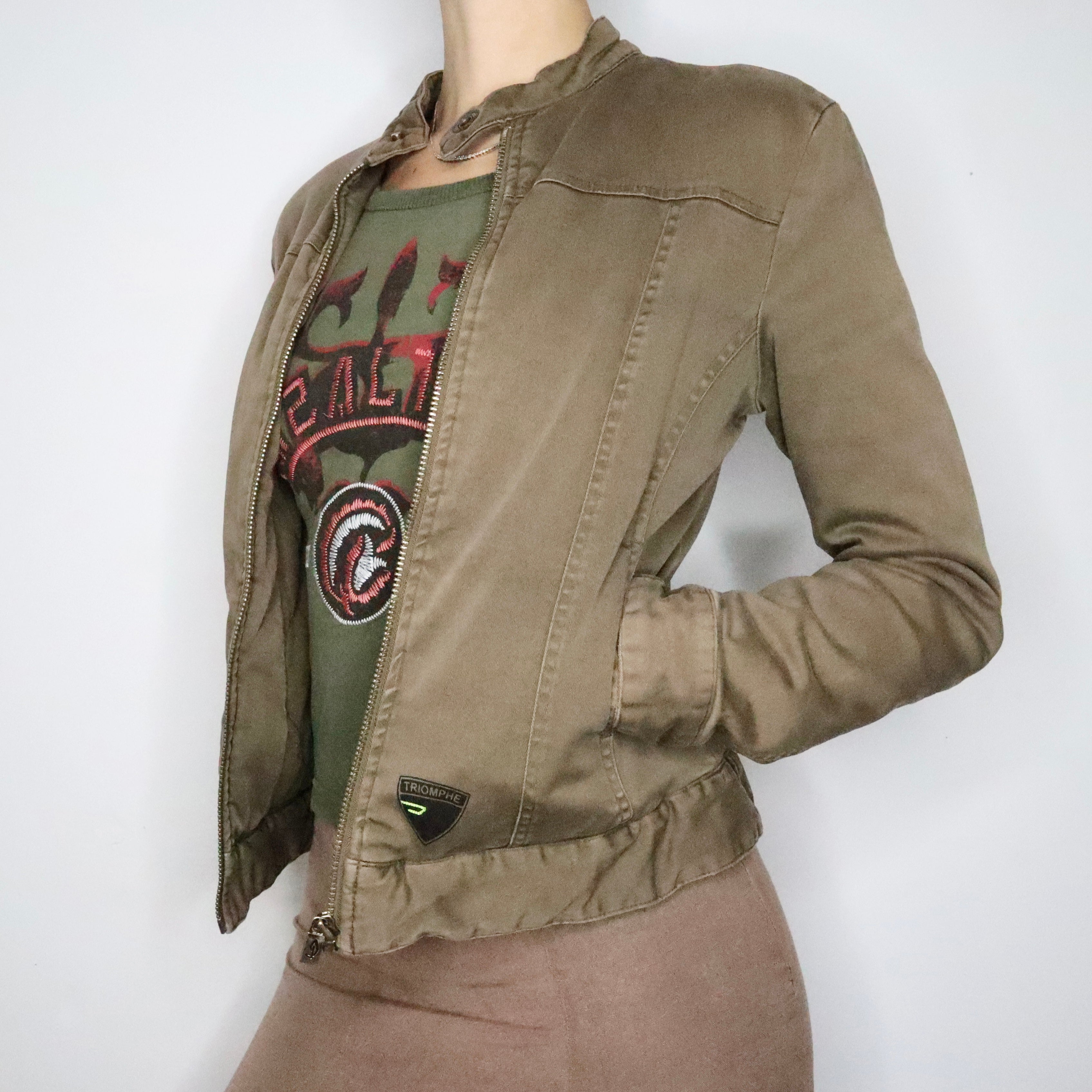 Diesel Khaki Green Moto Jacket (Medium)