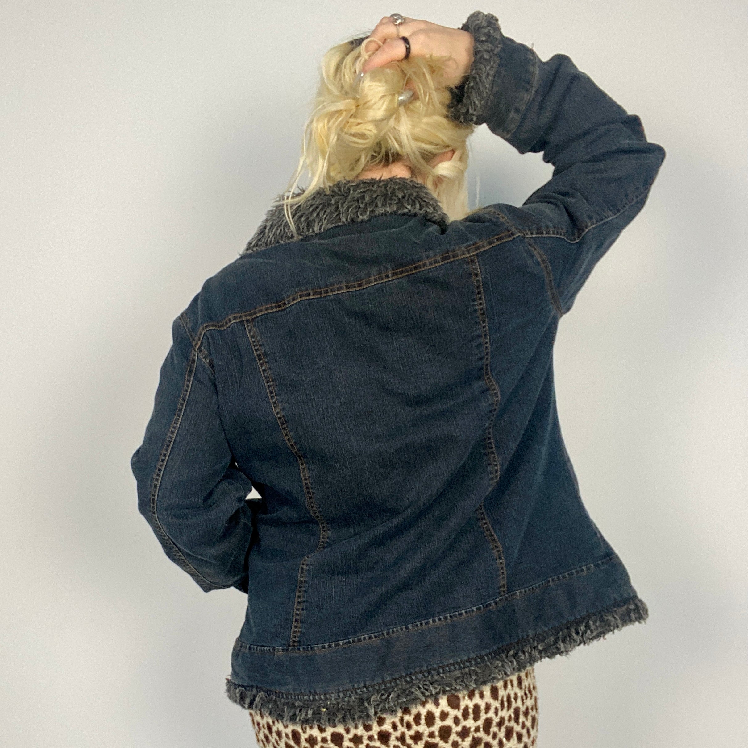 90s Denim and Faux Fur Jacket
