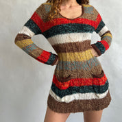 Stripe knit sweater dress