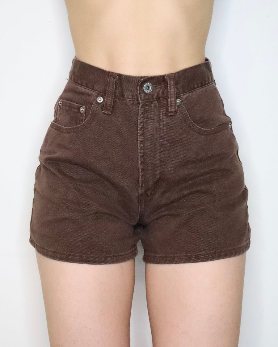 Brown High Waisted Shorts (Small) 