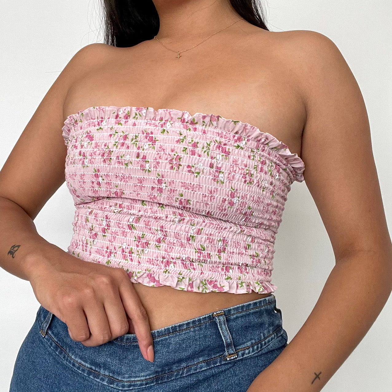 Pink floral crop