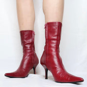 Cherry Red Pointed Toe Boots (7-7.5 US)