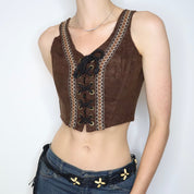 Brown Boho Cropped Corset (S-M) 