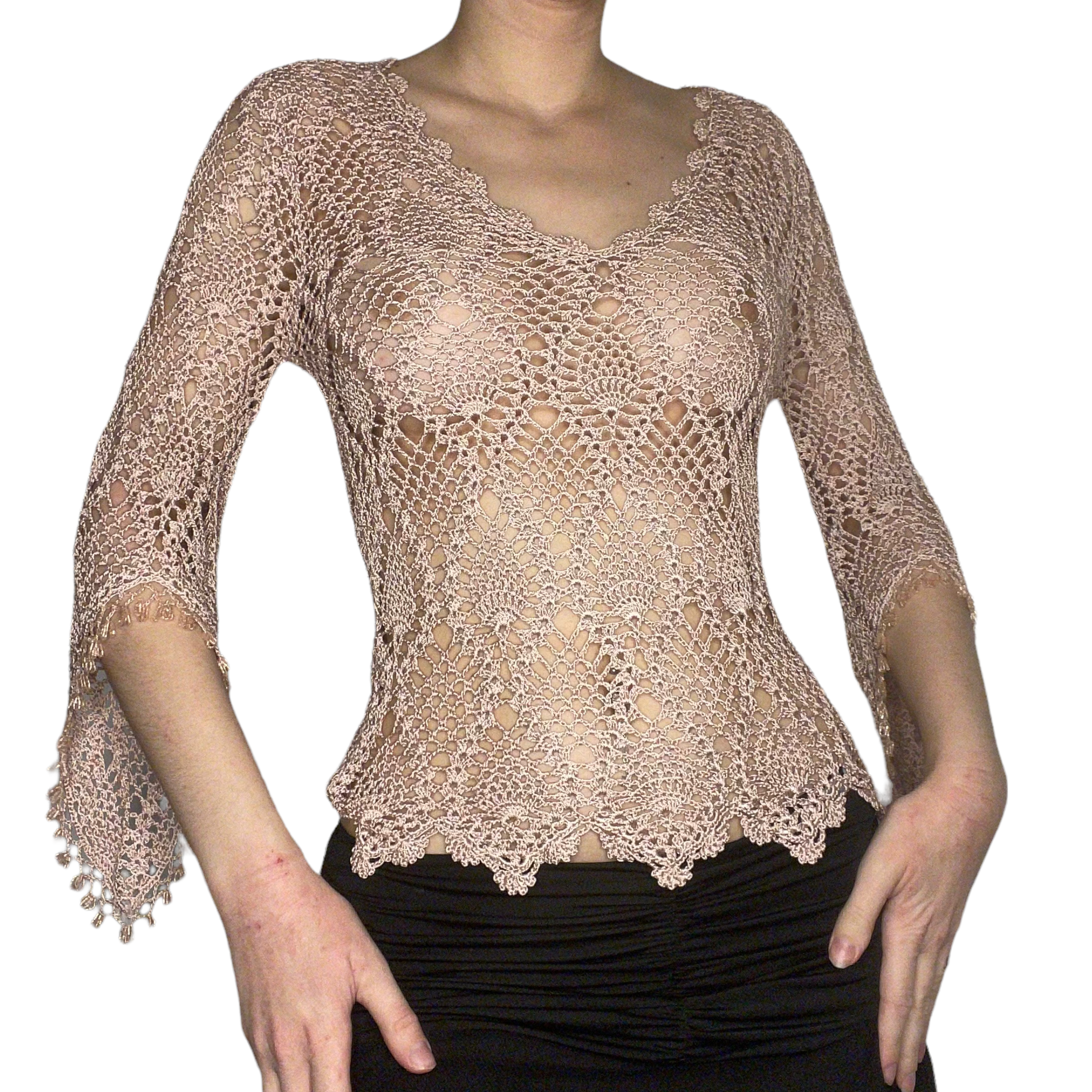 Pink crochet beaded knit