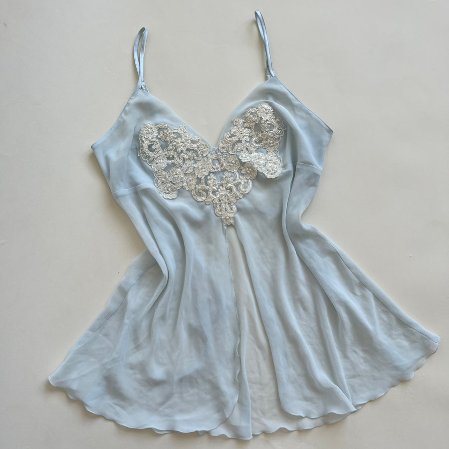 Ice blue pearl & sequin cami