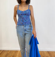 Indigo paisley swim top