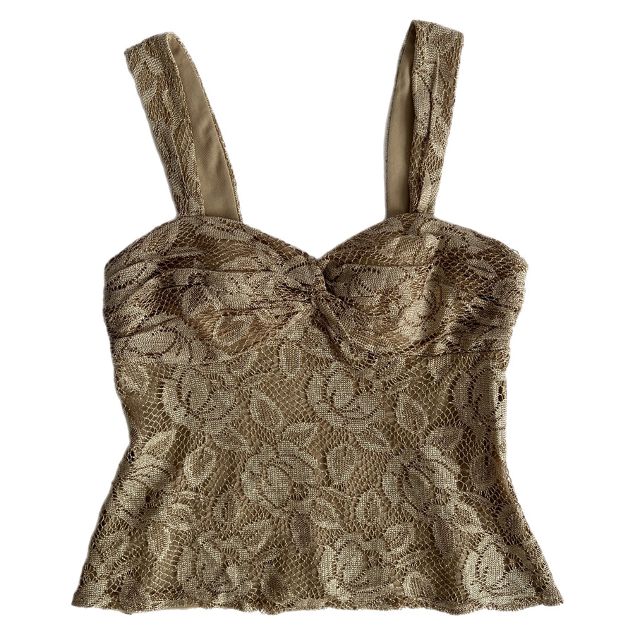 Y2K gold lace bustier top
