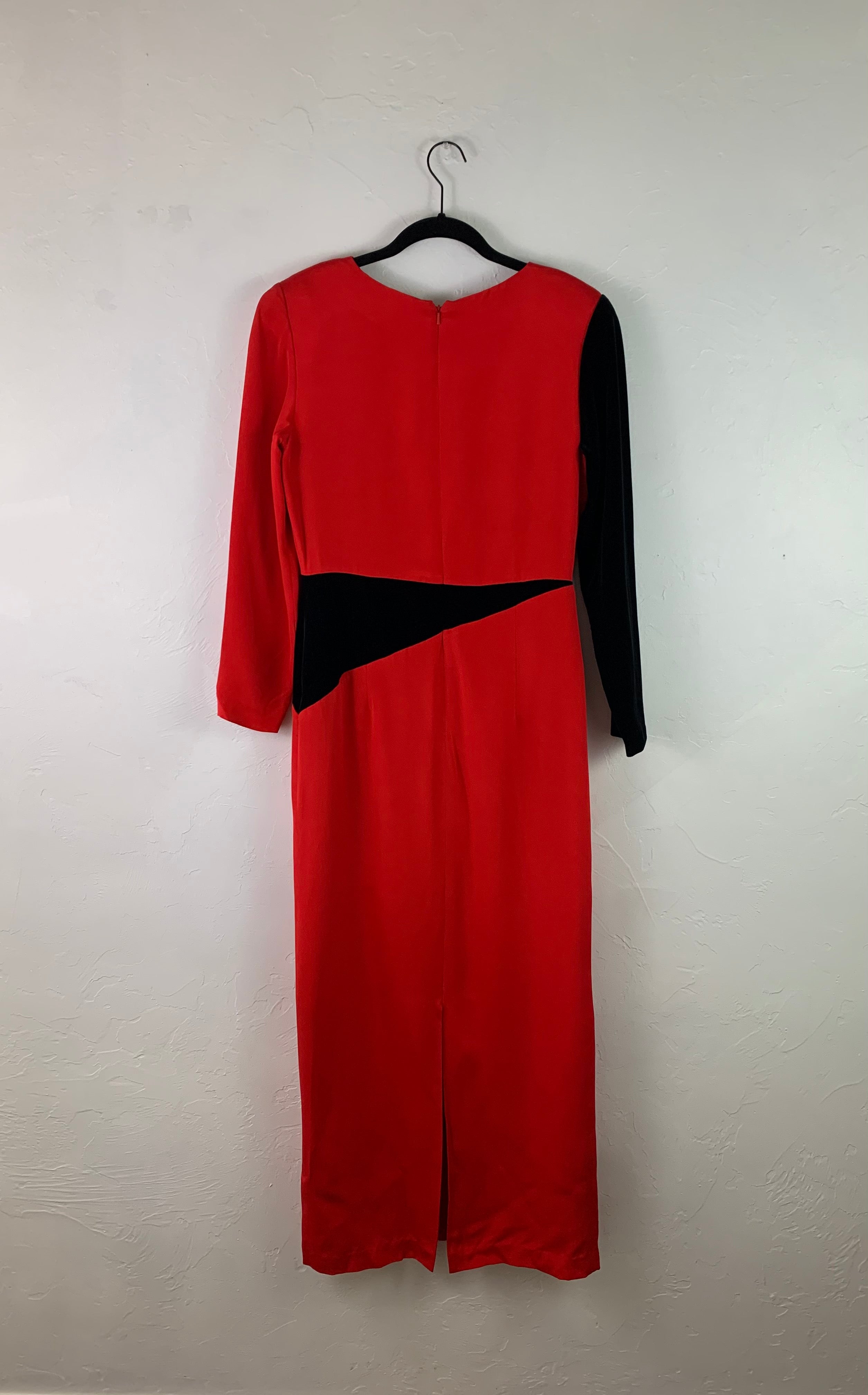 Red geo formal dress