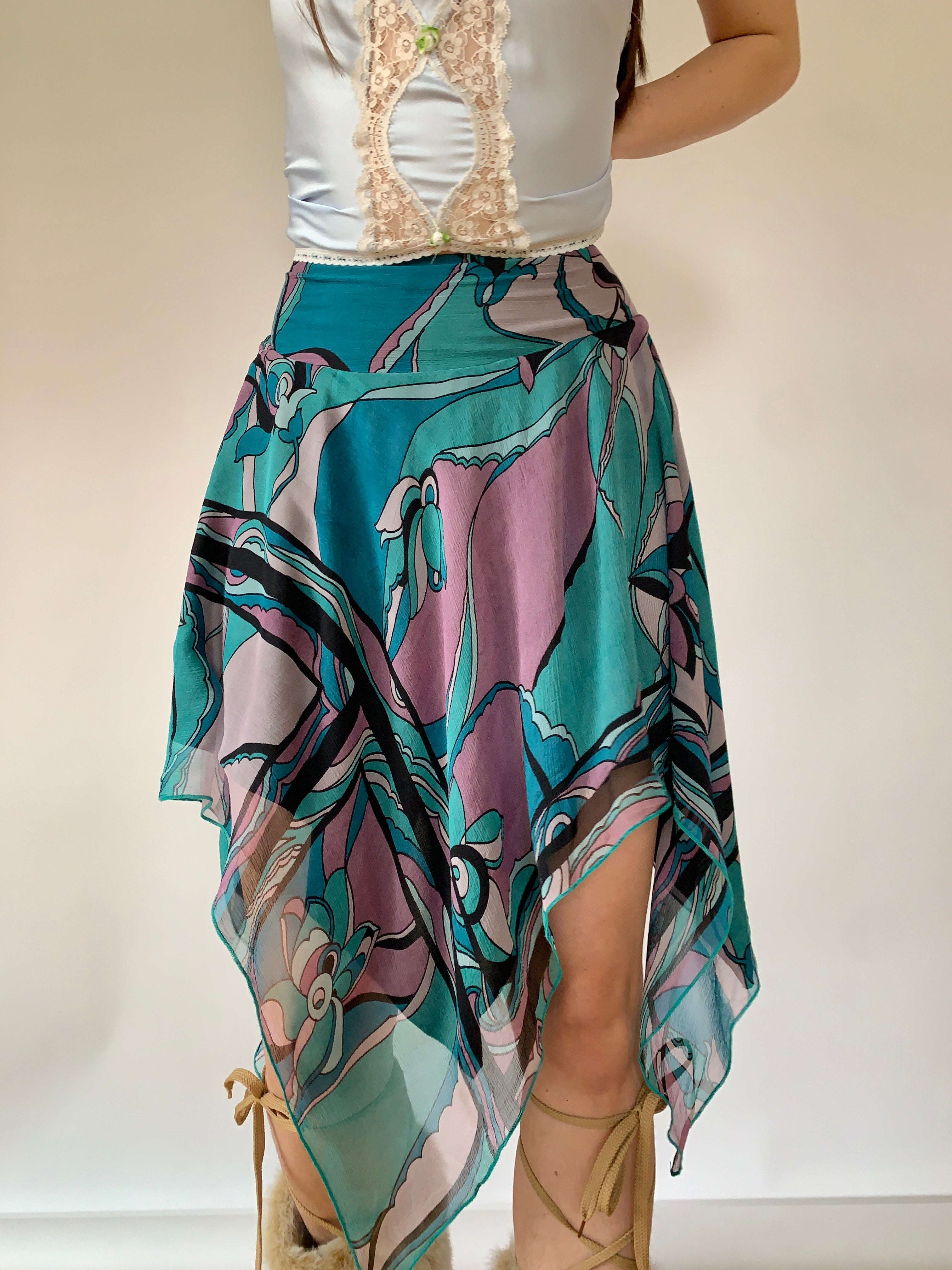 Y2K Silk Skirt