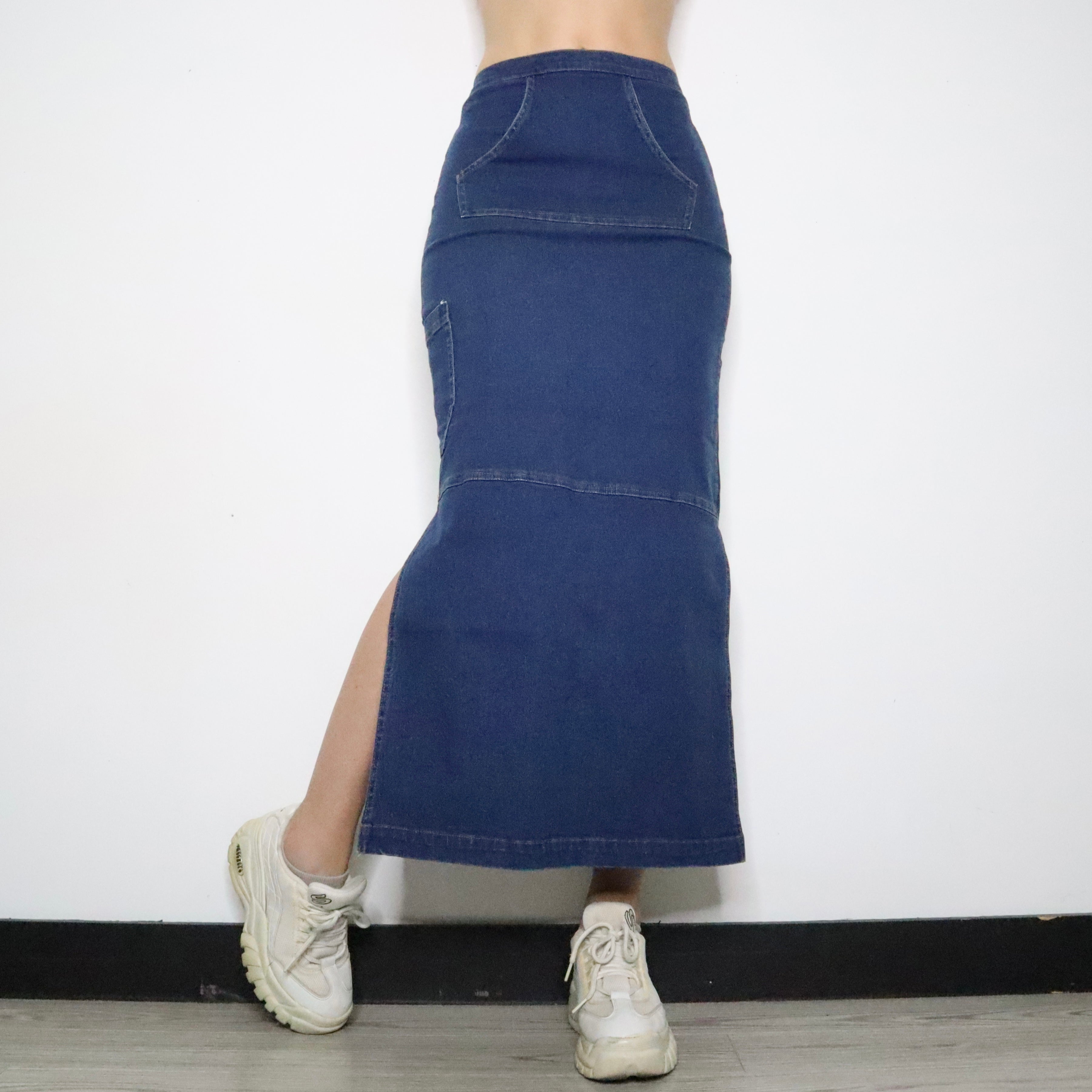 Denim Cargo Maxi Skirt (XS-S)