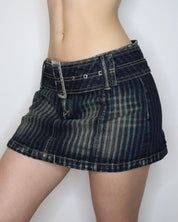Grunge Belted Denim Mini Skirt (Medium) 
