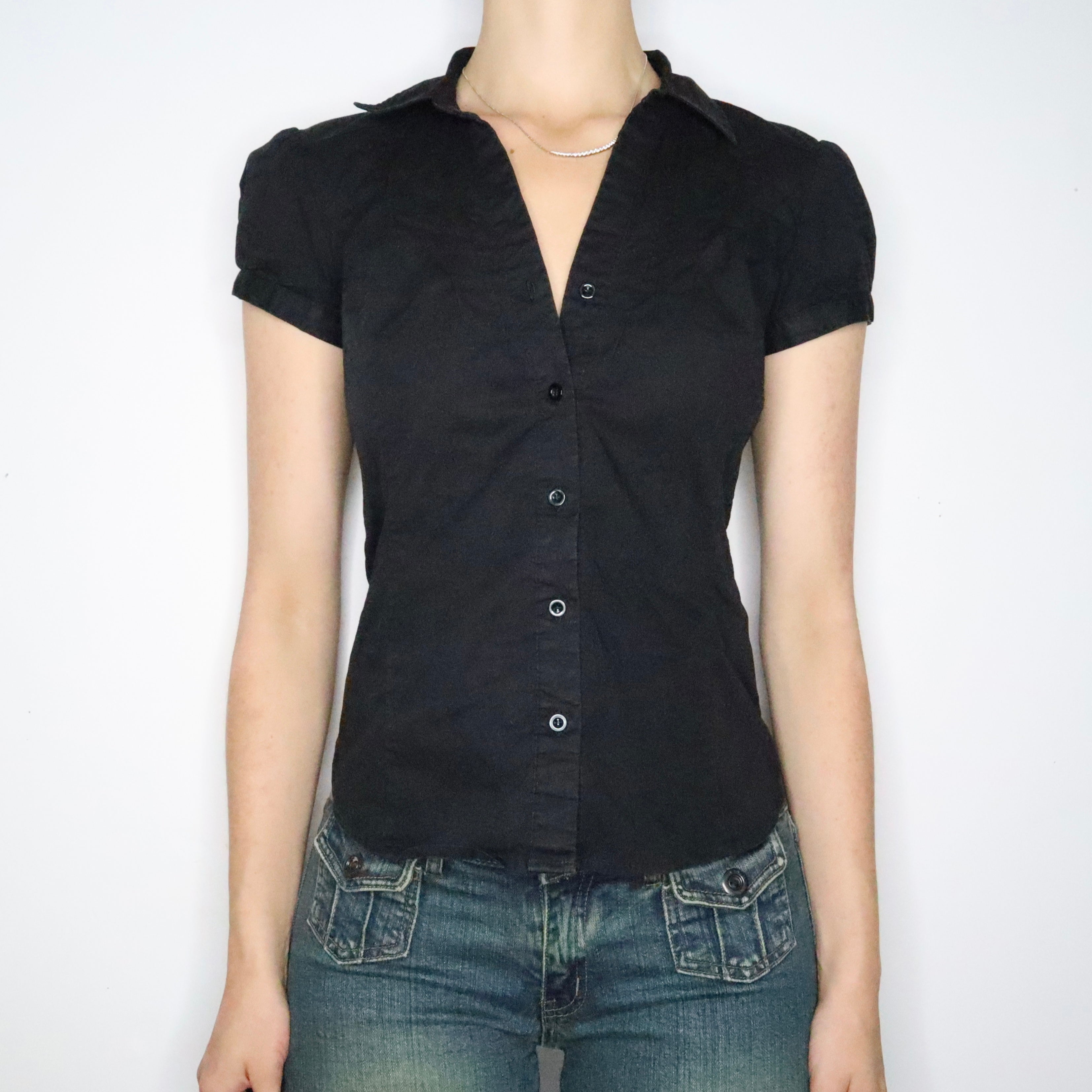 Black Button Up Blouse (S-M)