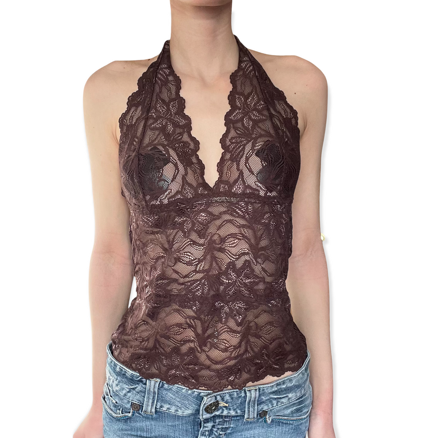Brown lace halter