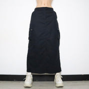 Black Cargo Maxi Skirt (Medium)