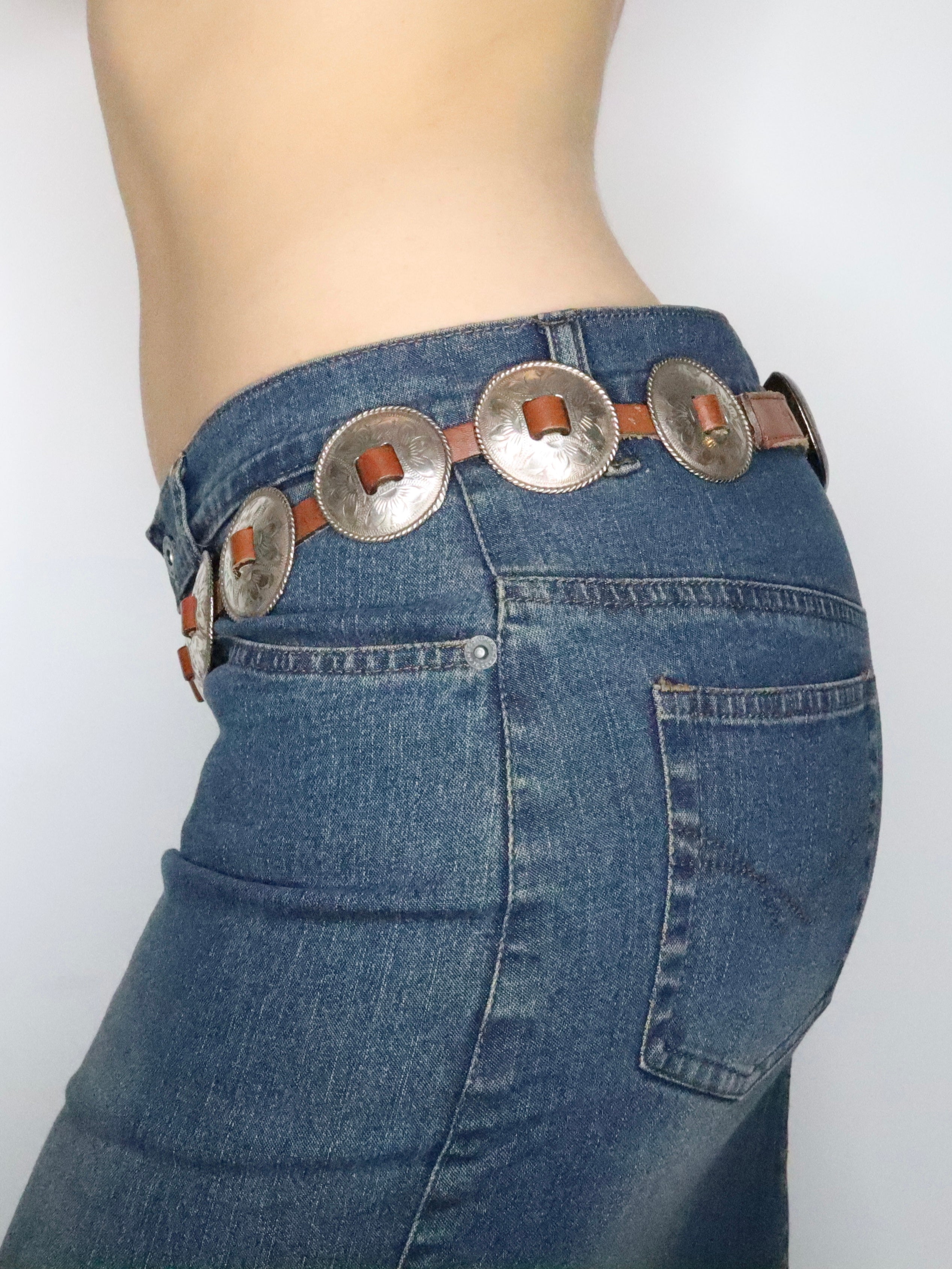 Silver Medallion Western Belt (M-L) 