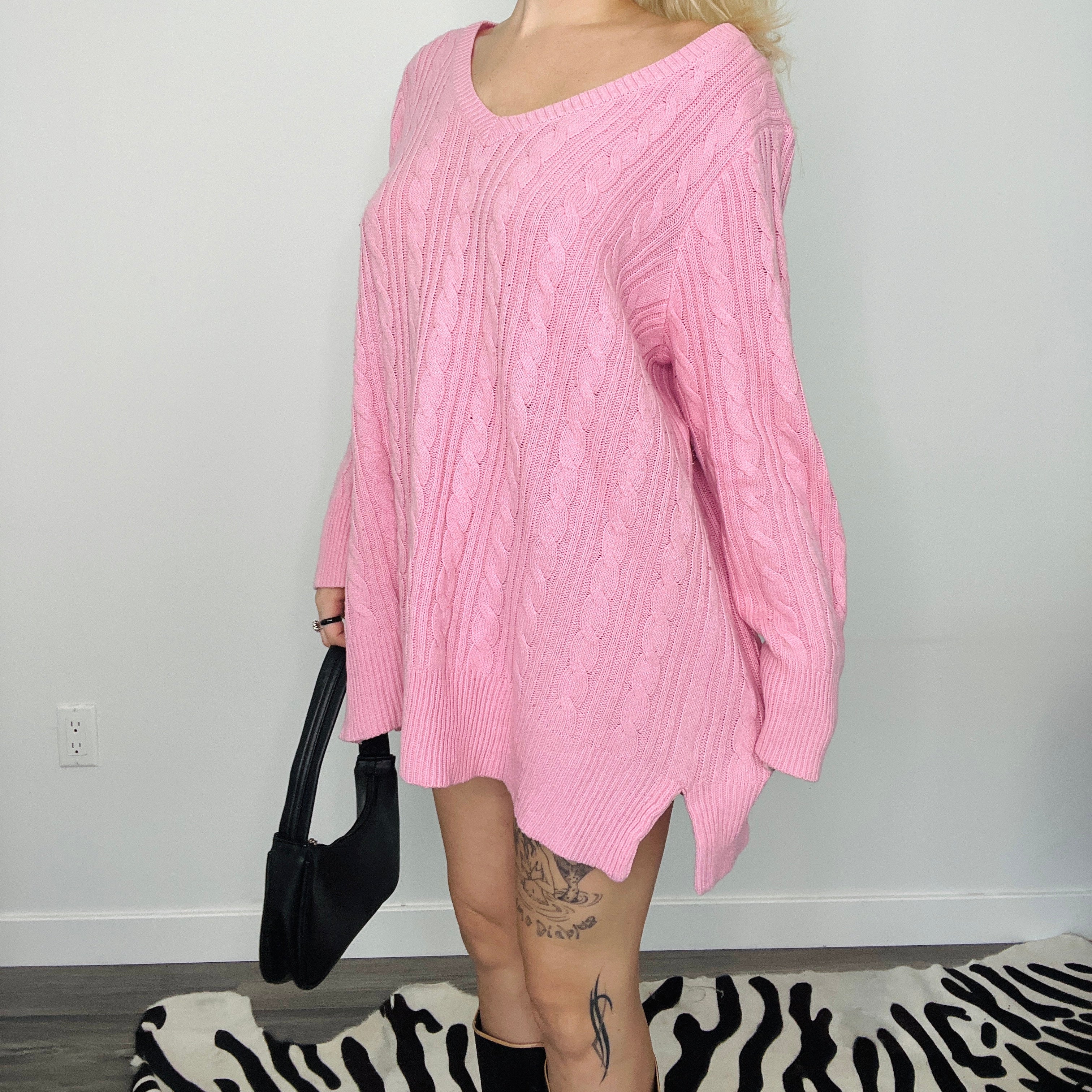 Bubblegum Pink Sweater Dress
