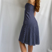 sleeveless polka dot midi
