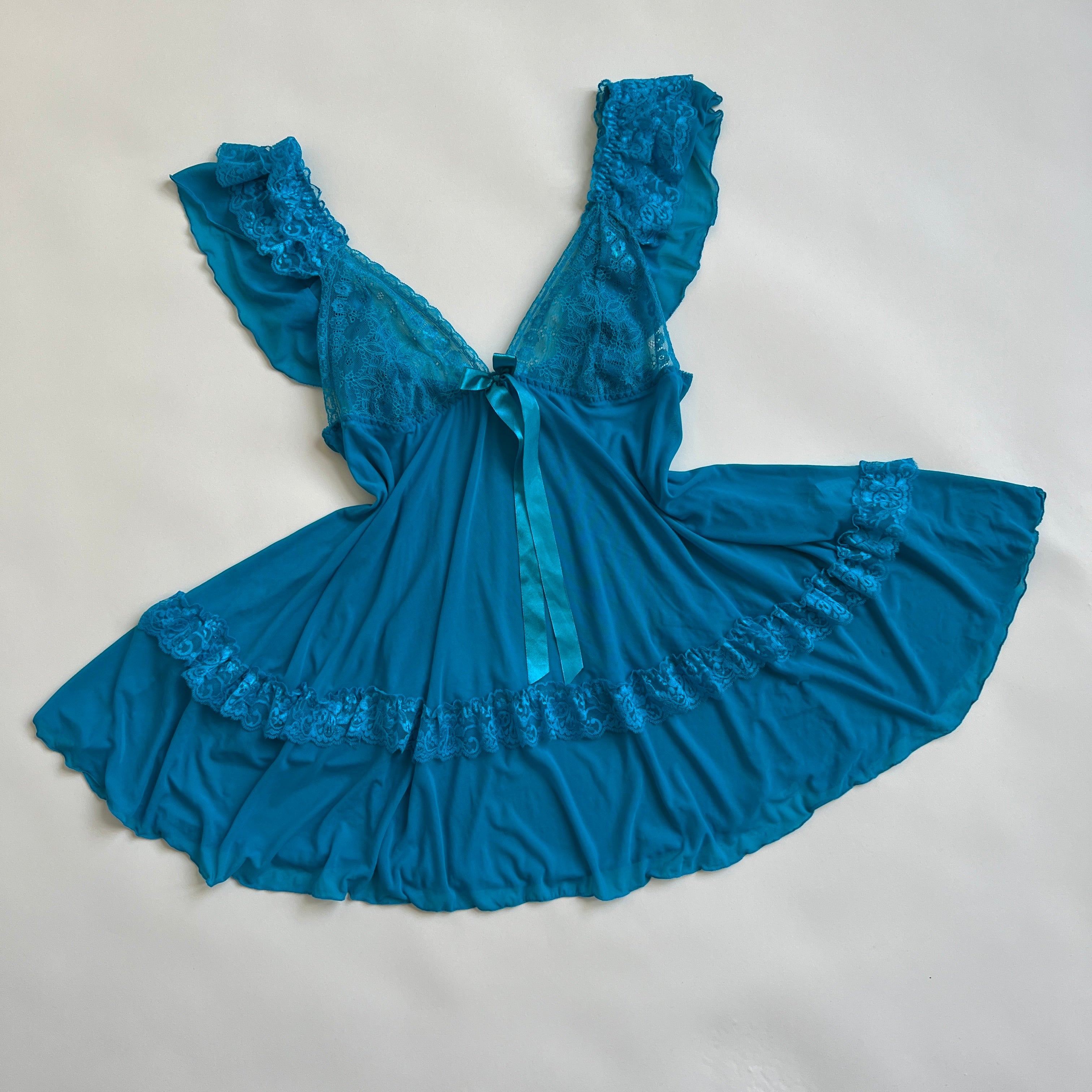 Teal sheer lace babydoll XL