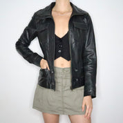 Black Leather Moto Jacket (Small)