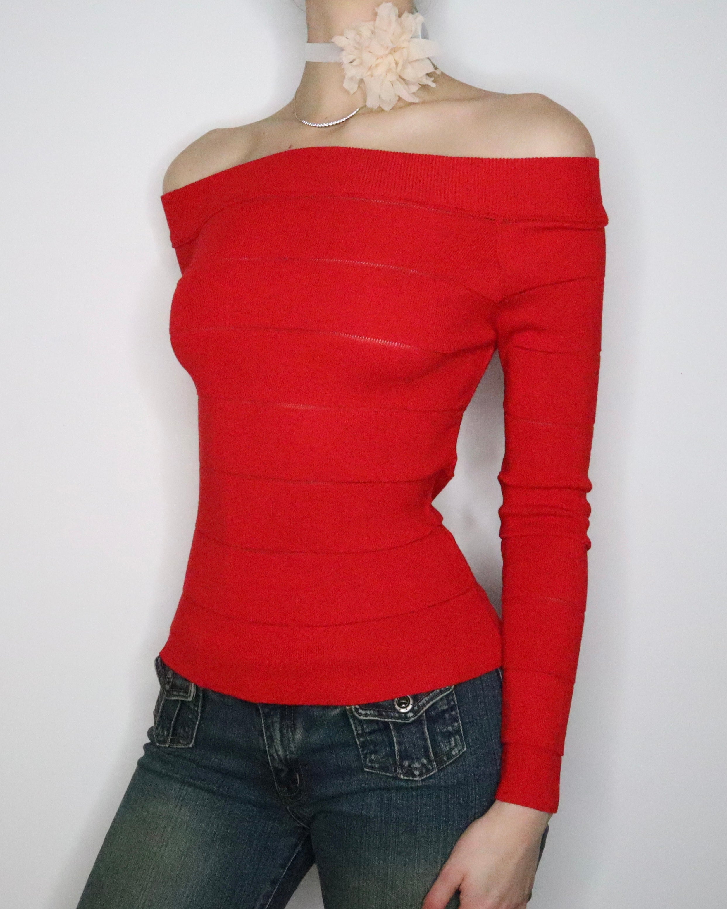 Red Off the Shoulder Top (Small) 