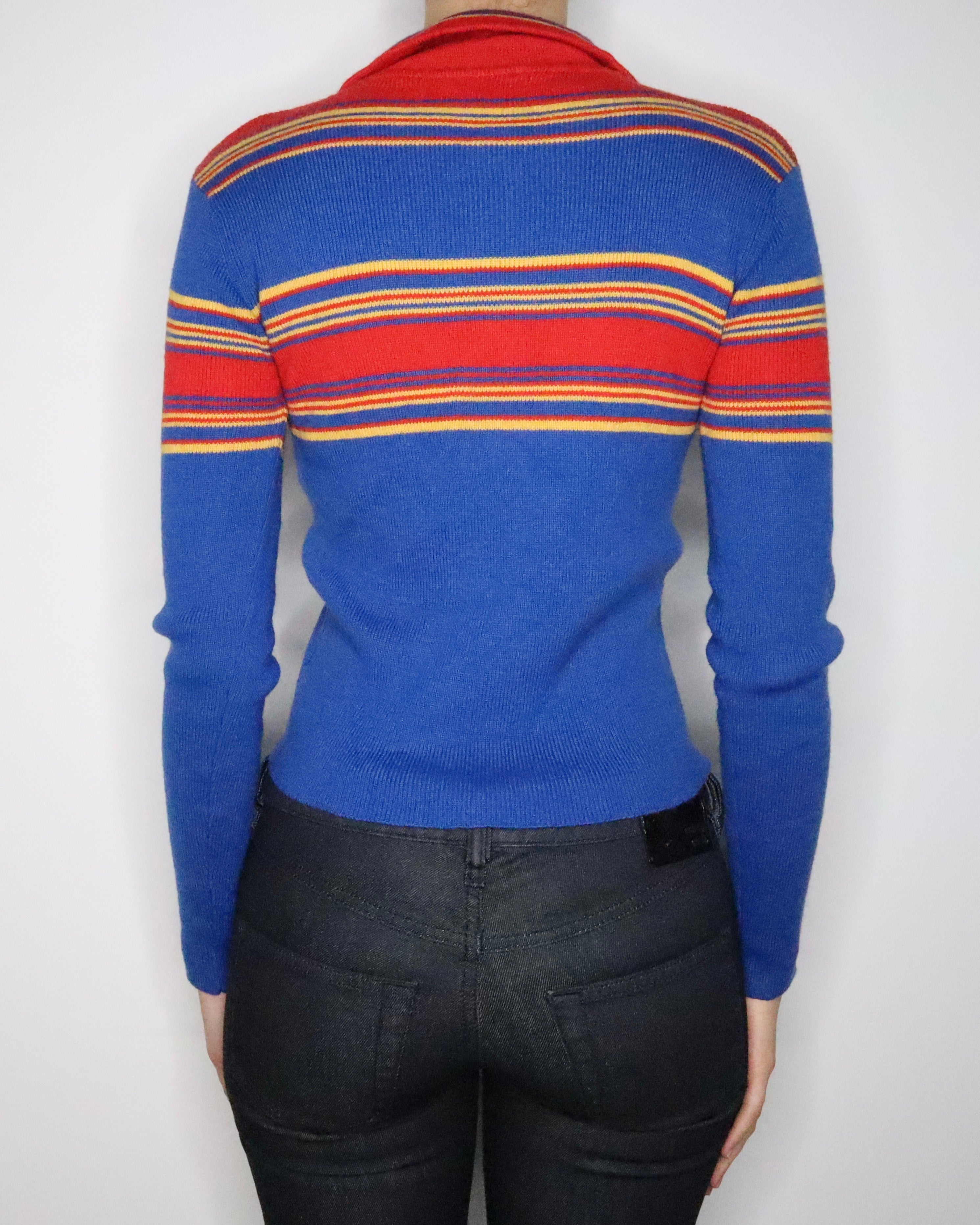 Quarter Zip Striped Sweater (Small) 