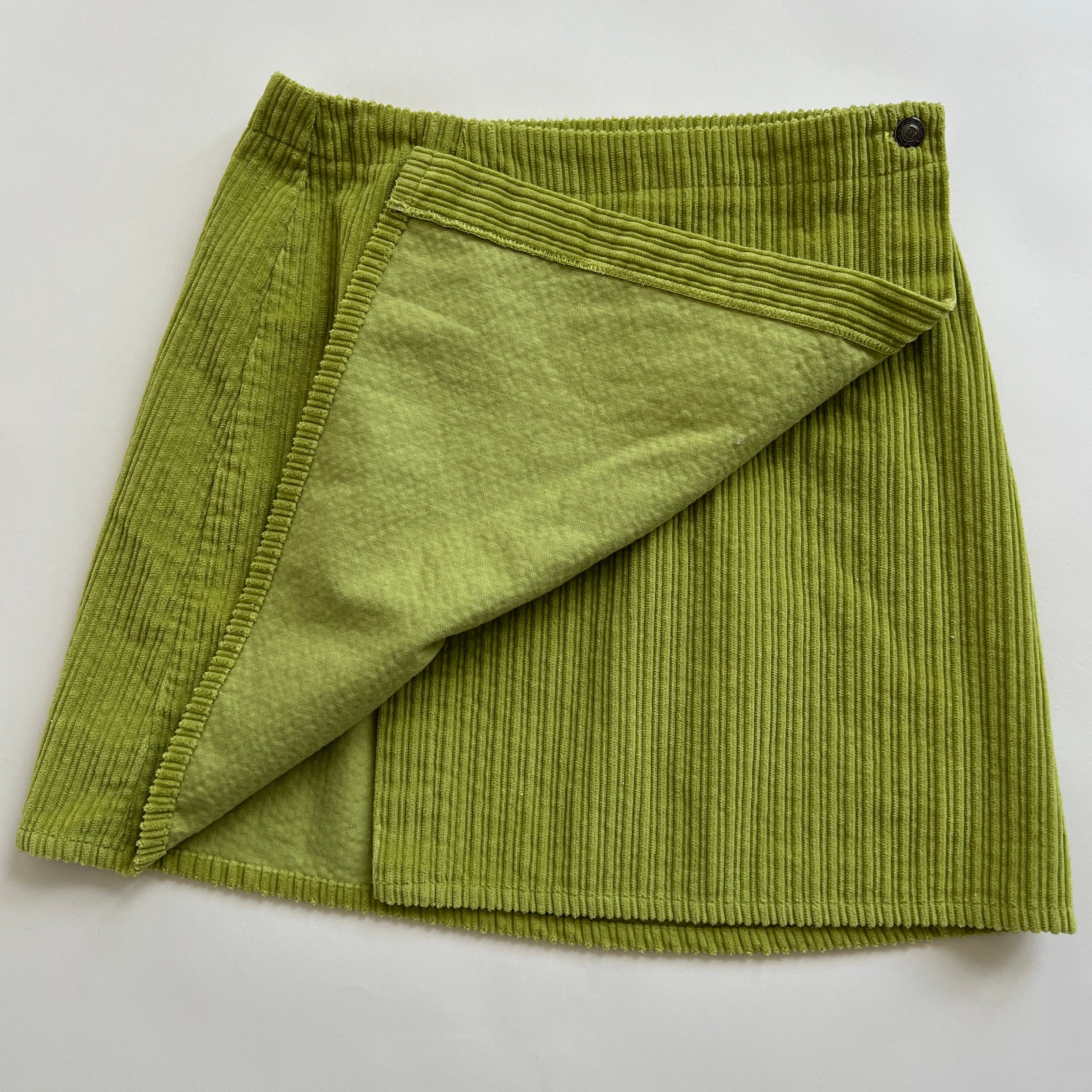 Green corduroy wrap skirt