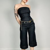 Dark Denim Capri Jumpsuit