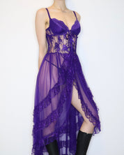 Purple Lace Bustier Dressing Gown (M-L) 